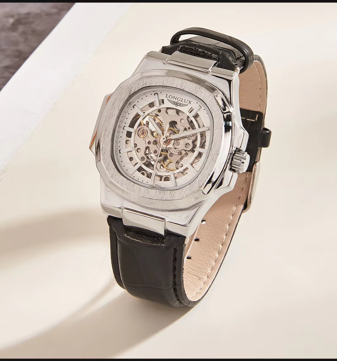 Zori Gems LONGLUX Men's Automatic Mechanical Skeleton Watch